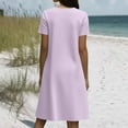 thumbnail image 3 of T Shirt Dresses For Women 2025, T Shirt Dresses Flared Short Sleeve Casual Solid Color V Neck Beach White Sweater Dress Maxi Flowy Dresses Spring 2024 Floral Maxi Dress Casual (XL, Purple) ZMTing, 3 of 5