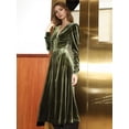 thumbnail image 2 of Vintage Dress with Puff Shoulders (S, Green), 2 of 5