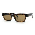 thumbnail image 4 of Hipster Dad Fashion Narrow Rectangle Thick Plastic Horn Rim Sunglasses Tortoise - Brown, 4 of 6