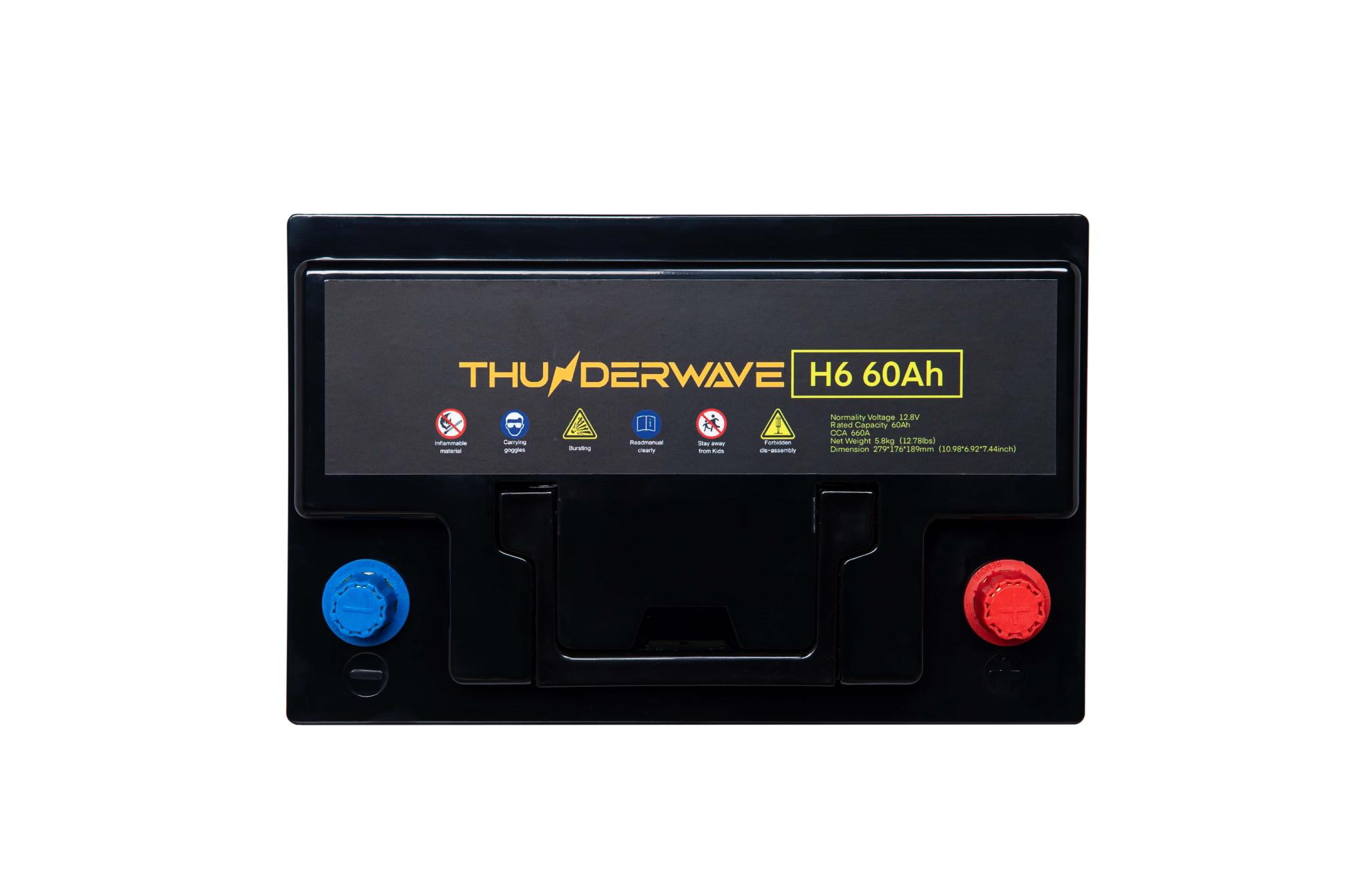 Thunderwave H6 60AH Lithium Battery 12.8 V Vehicle Battery Group 48, 660 CCA for Car