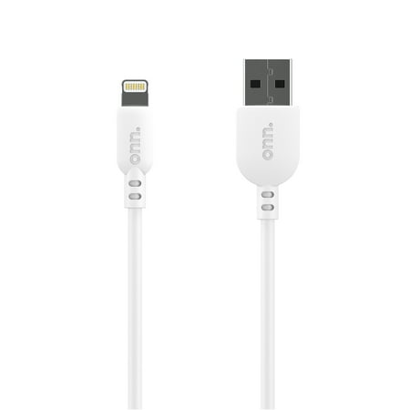 onn. 6′ Lightning to USB Cable, White