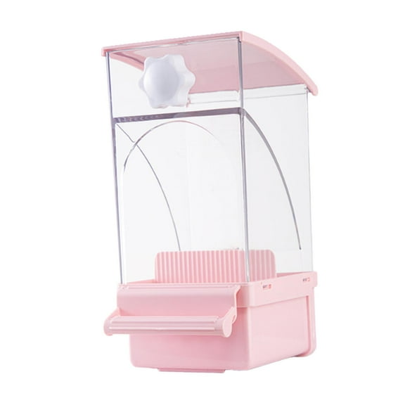 CarpNettore No Mess Bird Cage Feeder Automatic Parrot Feeder with Perch Reusable Hanging Feeding Station for Parakeets Cockatiel Cockatoo pink