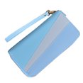 thumbnail image 3 of Cartera larga Monedero Monedero PU Cremallera de 2 vías 2 compartimentos Monedero de mano de colisión de color de gran capacidad para mujeres Adultos Diario Azul, 3 of 12