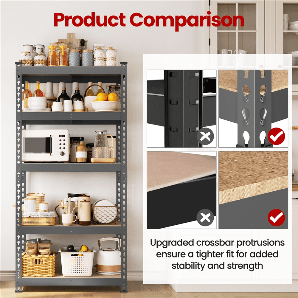 Alden Design 5-Tier Adjustable Steel Storage Rack, Dark Gray