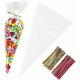 thumbnail image 1 of Cone Cellophane Bags,5x10 Inches 200 PCS Plastic Popcorn Cone Bags for Party, Clear Cone Shaped Treat Bags with Twist Ties, 1 of 4