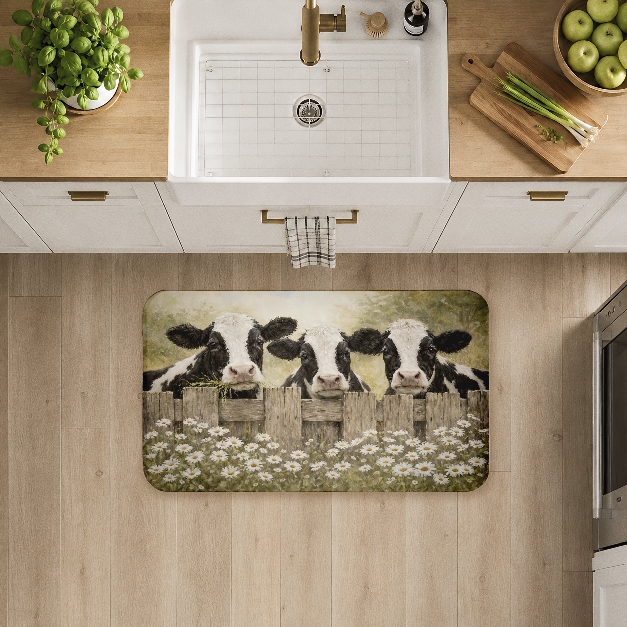 Stupell Industries The Dairy Girls with Florals Printed Anti-Fatigue Floor Mat, design by Tina LeCour