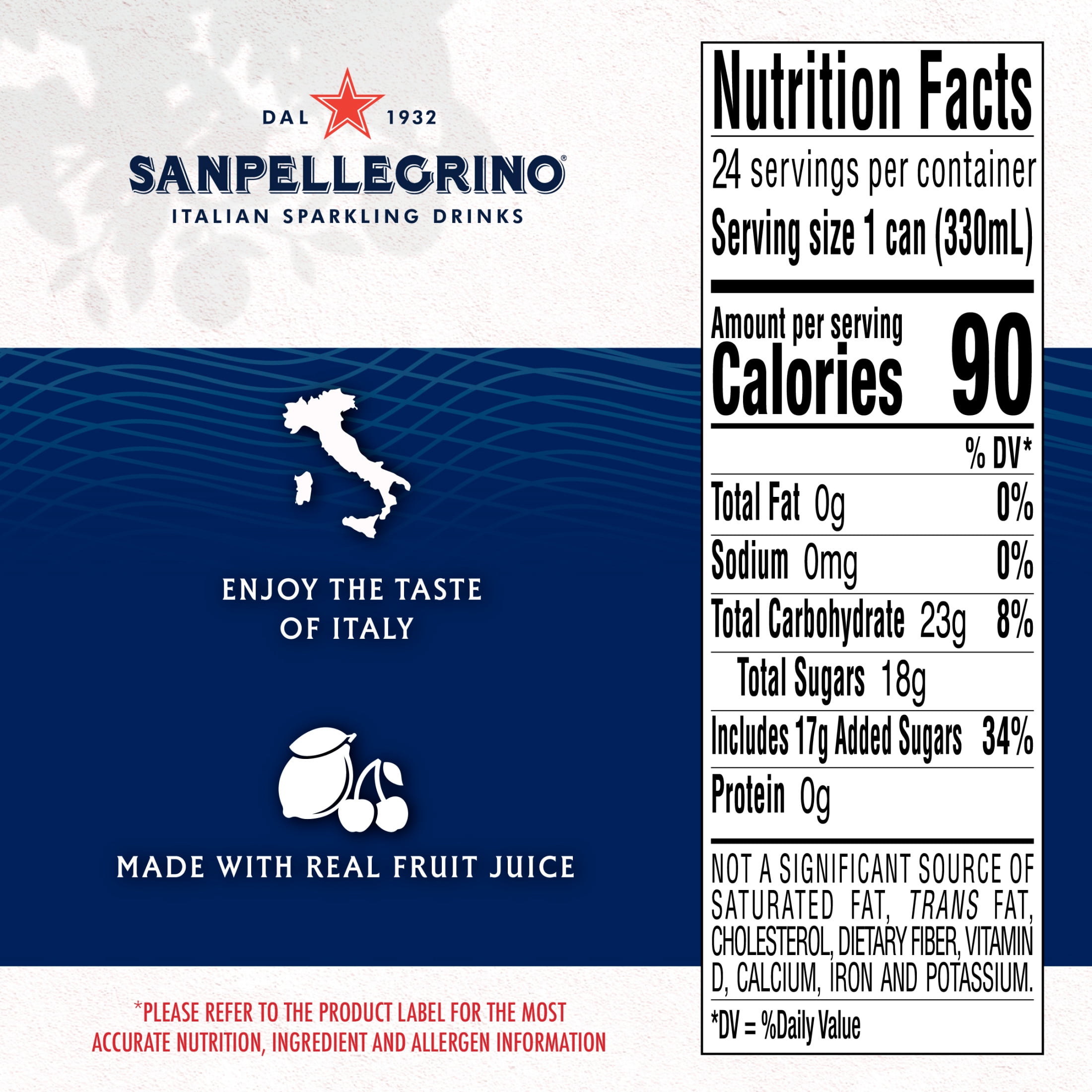 SanPellegrino Soda Italiana Sparkling Cherry and Lemon, 24 Pack Cans