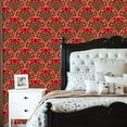 thumbnail image 2 of Peel and Stick Wallpaper Vibrant Floral Art Nouveau Rich Red Gold Accents Wall Mural 23.6in x 9.8ft Self Adhesive Removable Wall Paper Renter Friendly Wallpaper for Bedroom Livingroom Office, 2 of 8