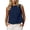 Blue, variant on Womens Cropped Tank Tops Loose Crew Neck Sleeveless Shirts Lightweight Cotton Linen Blouses Work Shirt White M