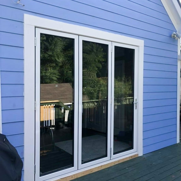 Aluminum Folding Doors 96" x 96" - 3 Panel White Patio Doors - Indoor Outdoor Transition