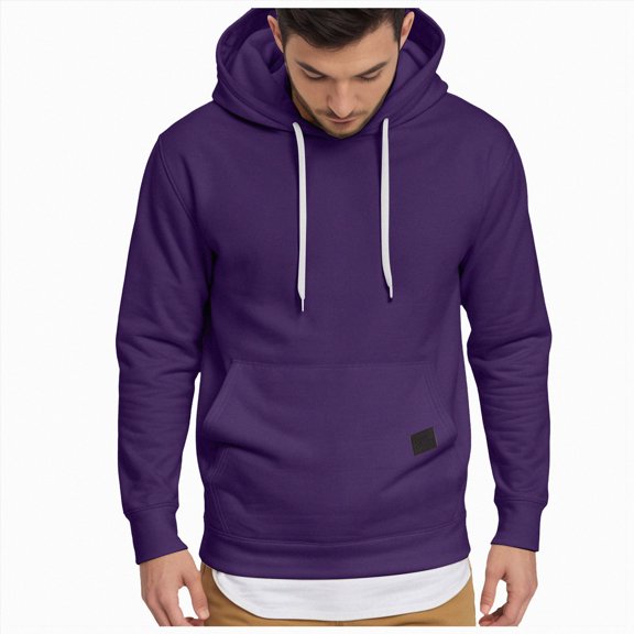 felwors Men's Hoodies Sweatshirts Casual Fleece Pullover Hoodie Pocket Purple for Size M