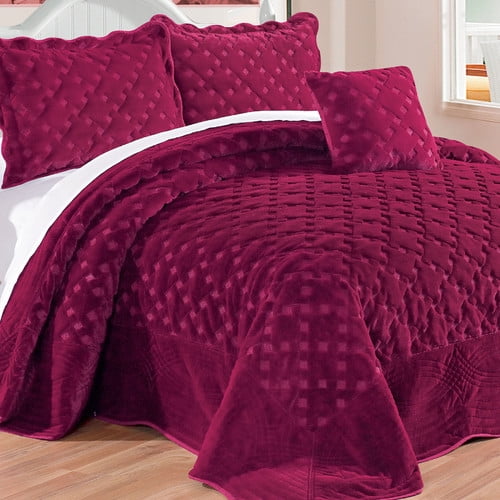 Serenta Tatami 4 Piece Quilted Faux Fur Coverlet Set Walmart Com Walmart Com