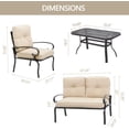 thumbnail image 3 of SOLAURA 4-Piece Outdoor Furniture Patio Conversation Set with Metal Table and Seating Cushions for Garden, Deck, Balcony, Pool, Porch, Lawn (Brown), 3 of 6