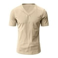 thumbnail image 5 of JTieacloth Shirts for Tall Men Men's Corduroy Fabric V Neck Short Sleeve Short Sleeve Loose Casual Men's T Shirt, 5 of 6