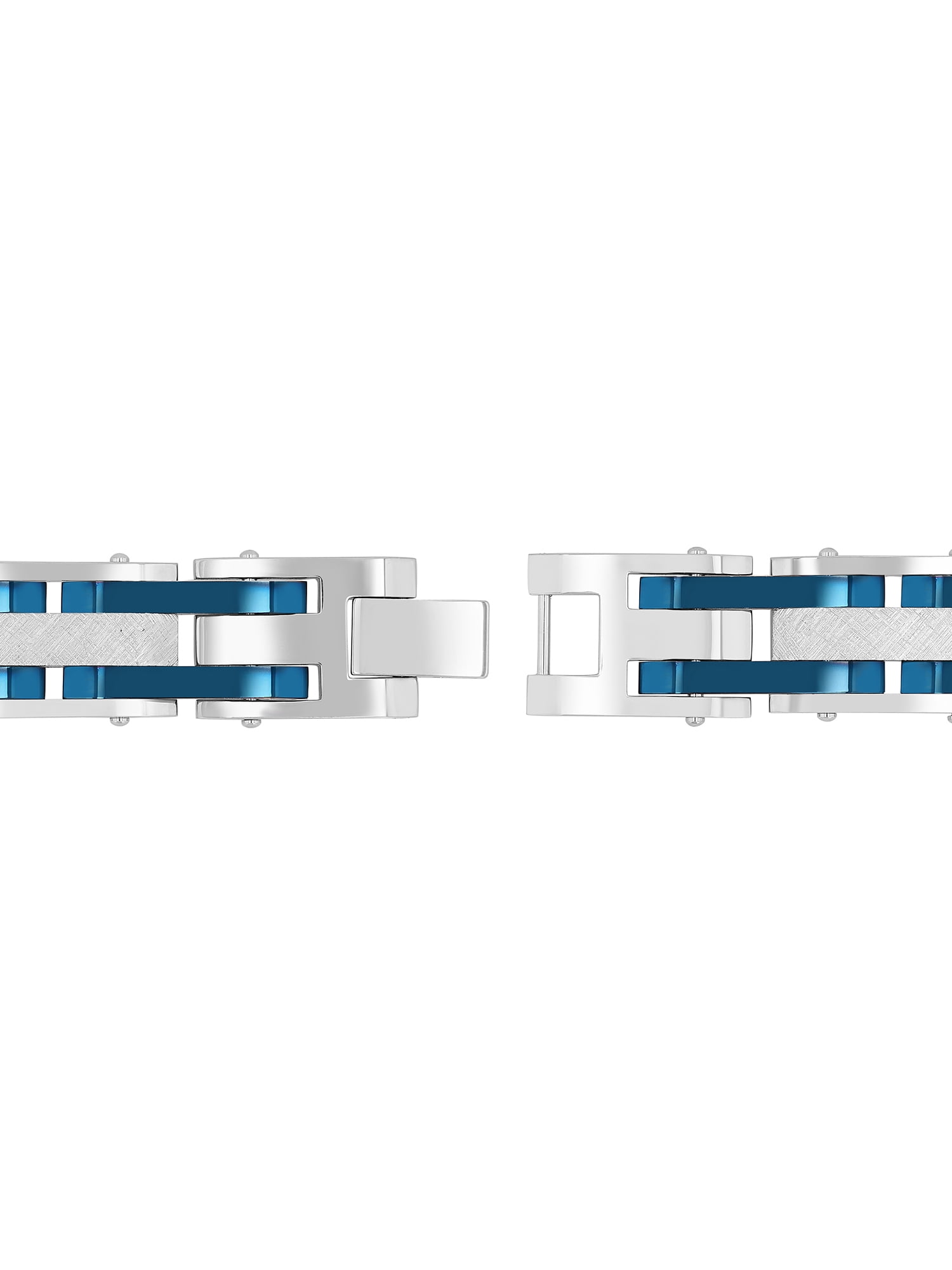 Men's Stainless Steel and Blue Link Bracelet