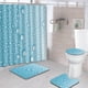thumbnail image 5 of Juego de cortinas de ducha de 4 piezas, con 12 ganchos, gota de agua artística con alfombras antideslizantes, tapa de inodoro y alfombrilla de baño, duradera e impermeable, para decoración de baño,, 5 of 5