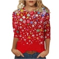 thumbnail image 2 of Cadancy Christmas T Shirts for Women 3/4 Sleeve Sparkly Xmas Graphic Party Blouses Plus Size Crewneck Pullover Casual Tops Holiday Funny Fashion Outfits 2025, 2 of 5