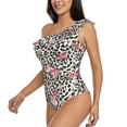 thumbnail image 3 of Picia Rose Mix Leopard 3 Pattern Women's One Piece Swimsuits,One Shoulder Swimwear Asymmetric ,Ruffle Monokinis Bathing Suits,High Waisted Flattering Bathing Suits-Large, 3 of 8