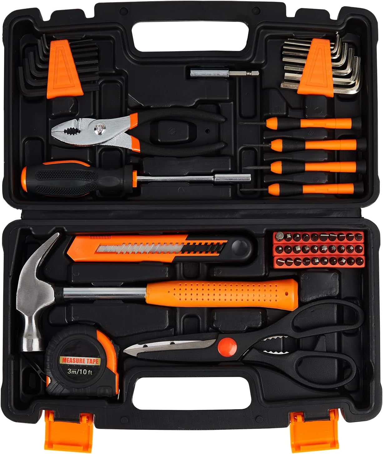 Professional 57-Piece Tool Set - Industrial Hand Tools Kit for Home Automotive and Small Machinery Repairs Toolbox Included