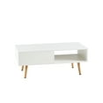 thumbnail image 5 of Leumius Wooden Coffee Table with Rattan Sliding Storage Door, White, 5 of 8