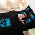 thumbnail image 5 of Homewish Skull Skeleton 7-Piece King Bedding,Happy Halloween King Bed in a Bag,Blue,Black Reversible, 5 of 8