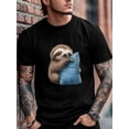 thumbnail image 3 of Men's T-Shirt,Short Sleeve Tee Shirt Casual Tops Koala Sleeping Blue Pillow Crew Neck T Shirts for Men, 3 of 8