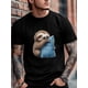 thumbnail image 3 of Men's T-Shirt,Short Sleeve Tee Shirt Casual Tops Koala Sleeping Blue Pillow Crew Neck T Shirts for Men, 3 of 8