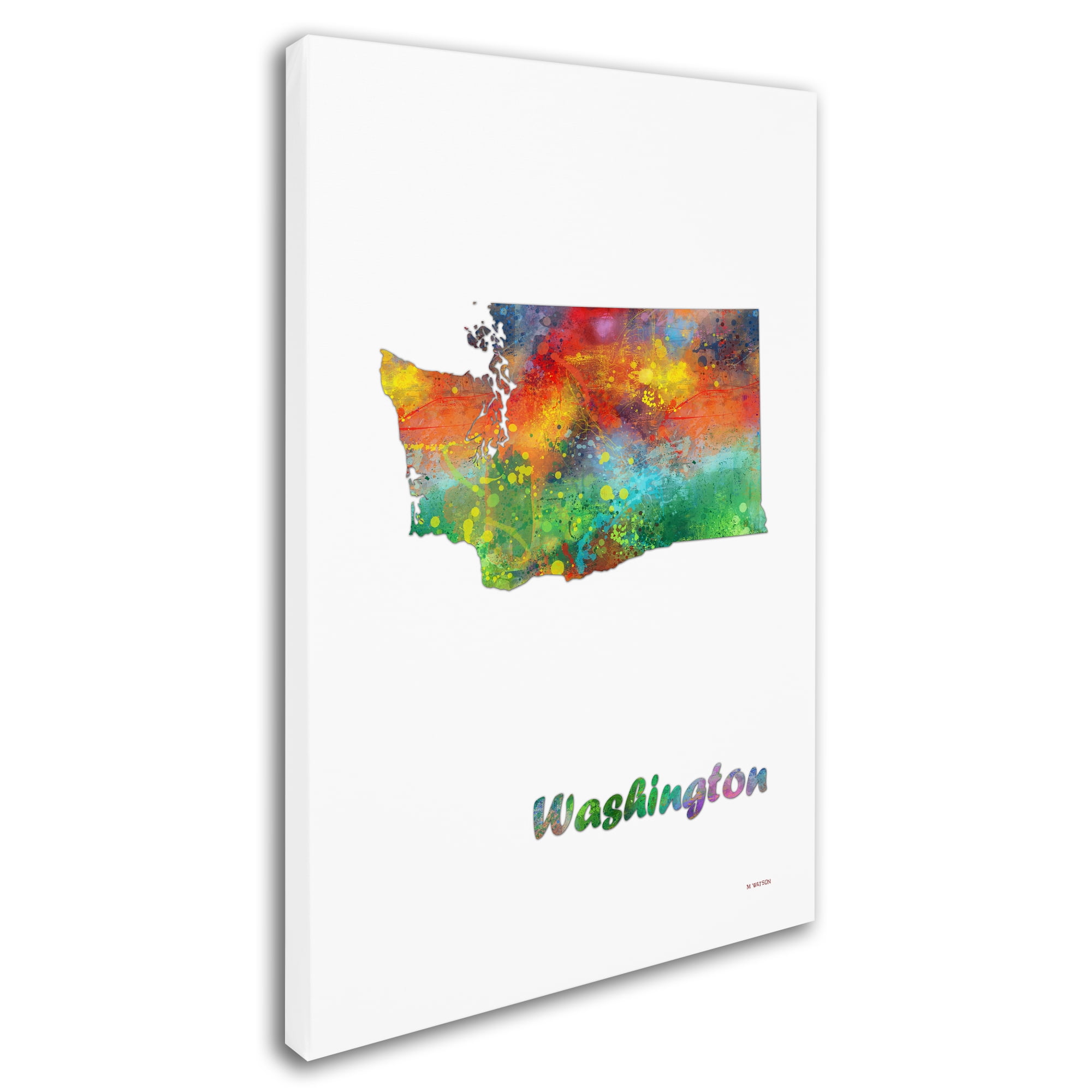 Trademark Fine Art "Washington State Map-1" Canvas Art by Marlene Watson