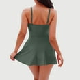 thumbnail image 5 of JSheng Swimming Suits for Women One Piece Fashion Women Solid Color Sexy Strap Bikini Swimsuit Dress Army Green XL, 5 of 5