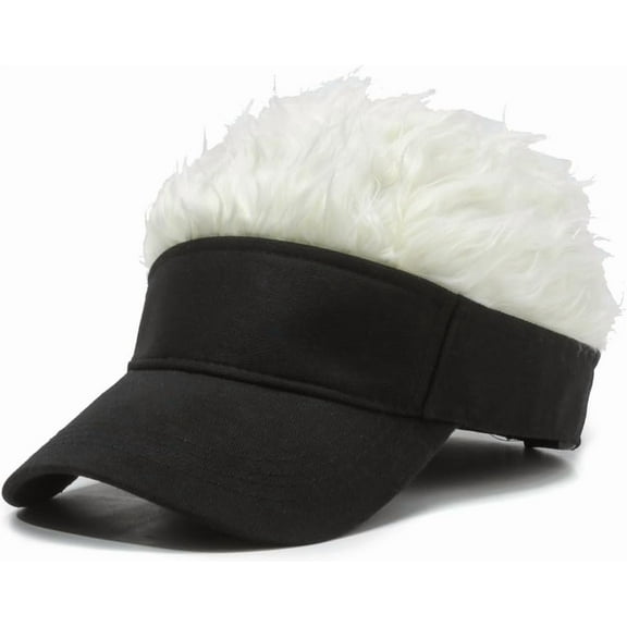 Novelty Hair Visor Sun Cap Wig Peaked Baseball Hat with Spiked Hairs