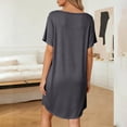 thumbnail image 2 of APEXFWDT Women's Modal Square Neck Nightgown Short Sleeve Pleated Sleep Dress Casual Loose Soft Loungewear,L,Gray, 2 of 7