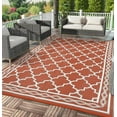 thumbnail image 2 of Funslane Waterproof Outdoor Rug 10x14ft for Patios, Plastic Straw Rug Outside Carpet Mats for Picnic, Backyard, Deck, Balcony, Porch, Beach, Red & White, 2 of 9