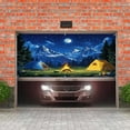 thumbnail image 4 of 8X7FT Camping Garage Door Decorations Nature Forest Scene Tent Mountain Campfire Door Cover Garage Door Banner Camper Photo Backdrop Adventure Travel Trailers Background Outdoor Party Decorations, 4 of 5