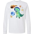 thumbnail image 3 of Inktastic Tyrannosaurus Rex Vs. Meteor Fun Space Dinosaur Long Sleeve T-Shirt, 3 of 5