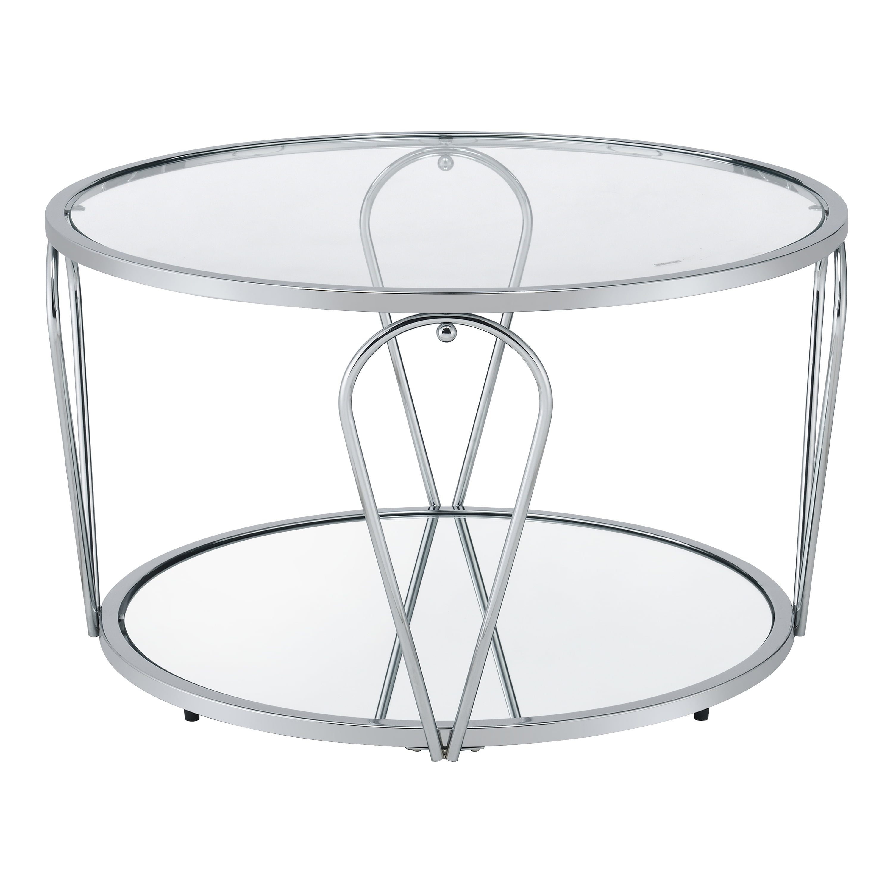 Furniture of America Ollis 1-Shelf Glass Top and Metal Chrome Coffee Table