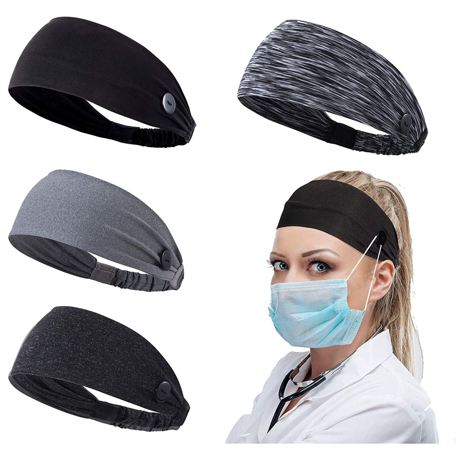 Button Headband for mask Facemask Holder for Nurses Doctors and Everyone Protect Ears Sports Quick Dry Sweat