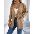 thumbnail image 5 of Open Front Cardigan - Women's Oversized Long Sleeve Knit Sweater, Fashion Cutout Detail Cover-Up | Baberdicy | Women's Long Sleeve Cable Knit Cardigan Sweaters Oversized Open (Khaki | S), 5 of 7