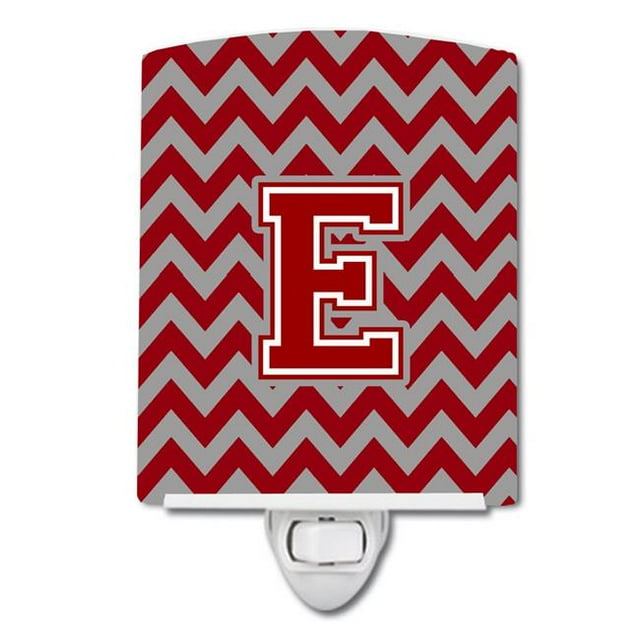 Carolines Treasures CJ1049-ECNL Letter E Chevron Maroon & White Ceramic Night Light
