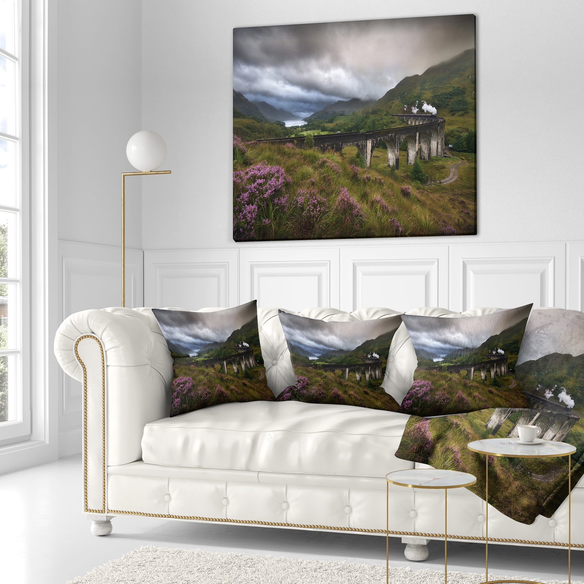 Designart Glenfinnan Viaduct Scotland - Landscape Photography Throw Pillow - 18x18