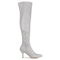 thumbnail image 3 of BLISSFUL STEP Women's Boots Glitter Point Toe Stiletto Heels Over The Knee High Boots Silver 9, 3 of 8