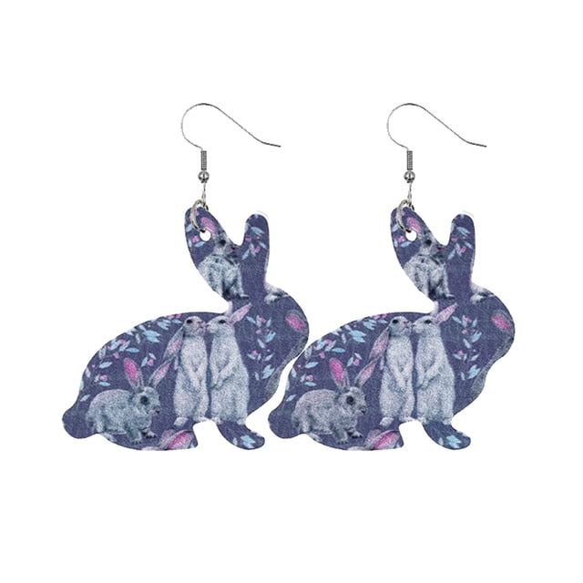 Earrings Double Rabbit Printed Jewelry Earrings Easter Girls Drop For Women Colorful Jewelry Sided Cute Earrings