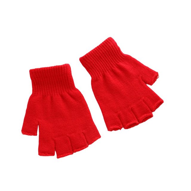 Guardurnaity 1 par de guantes de punto con medio dedo Unisex, mitones elásticos sin dedos, para ciclismo de carretera, cálidos para mujeres y hombres guantes y mitones Rojo Guardurnaity AP012306-01