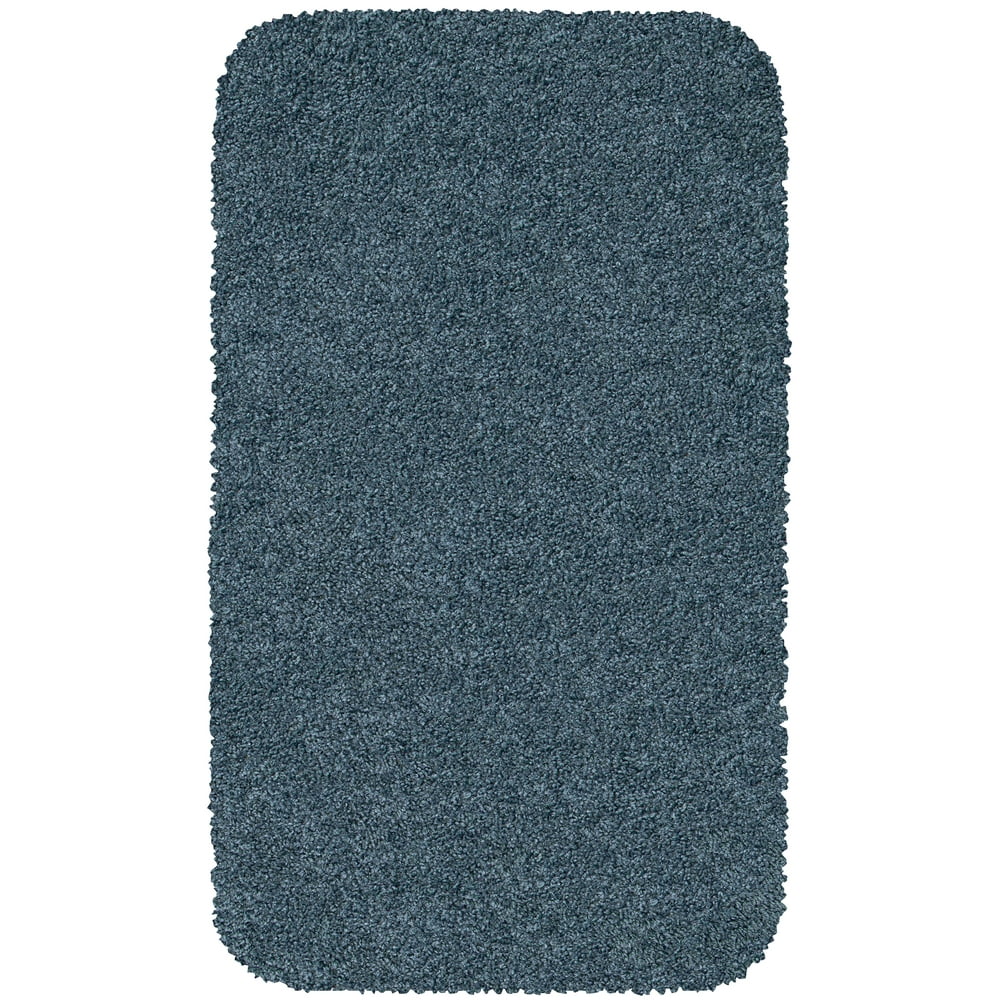 Mainstays Basic Bath Rug, Blue Streak, 19.5" x 32"