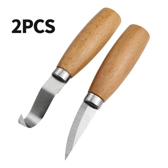 Carving Knife Curved Straight Knife Wood Cutting Knife Woodworking Carving Tool 2 Pieces Set