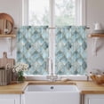 thumbnail image 2 of Teal Morocco Tier Curtains, Modern Abstract Art Contemporary Geometric Light Filtering Kitchen Curtains, 2Pcs Rod Pocket Half Window Treatments Panels for Sink Cafe Cabinet Basement 27.5x45 Inches, 2 of 9