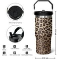 thumbnail image 2 of 30 oz Tumbler With Handle,Leopard Print Skinny Vacuum Insulated Tumbler With Flip Straw,Cute Cheetah Print Cups Water Bottle CoffeeTravel Tumbler, Leopard Decor/Accessories for Women, 2 of 6