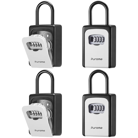 Puroma Lock Box, Large Key Lock Box Resettable Combination Code Lockbox, Portable Wall Mount Lockbox Waterproof Security Safe Box for Outside Outdoor Home