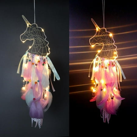 LED Light up Multicolor Unicorn Boho Dream Catcher Home Hanging Decoration Birthday Gift Wedding Party Supplies