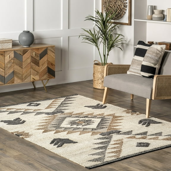 nuLOOM Rosanna Southwestern Symbols Jute Area Rug, 6' x 9', Natural