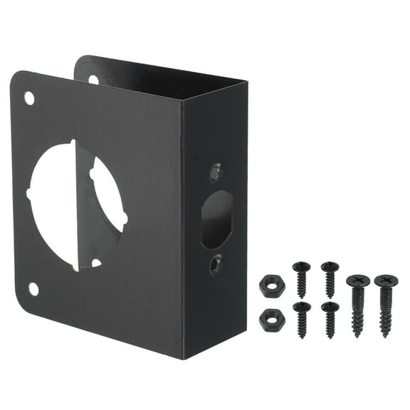Uxcell Door Reinforcement Plate, Doors Reinforce Repair for Thick Door Door Knob Lock Latch Deadbolt Cover Plate Home Security Black 1-3/4"; 4-1/2"